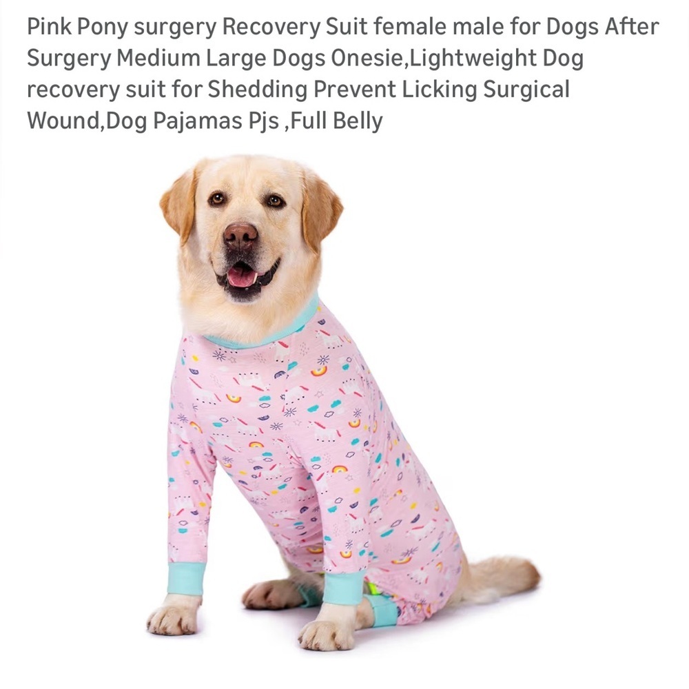 new- medium Dog Recovery Suit - 
Pink pony pattern